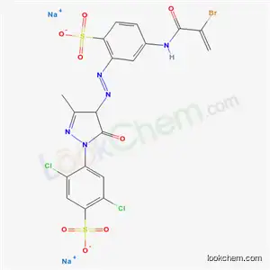 Molecular Structure of 70247-70-0 (disodium 4-[4-[[5-[(2-bromo-1-oxoallyl)amino]-2-sulphonatophenyl]azo]-4,5-dihydro-3-methyl-5-oxo-1H-pyrazol-1-yl]-2,5-dichlorobenzenesulphonate)