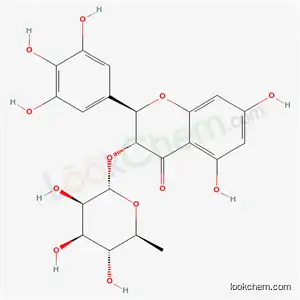 Molecular Structure of 80443-12-5 ((2R,3R)-5,7-dihydroxy-4-oxo-2-(3,4,5-trihydroxyphenyl)-3,4-dihydro-2H-chromen-3-yl 6-deoxy-alpha-L-mannopyranoside)