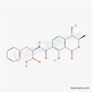 Molecular Structure of 80621-16-5 (N-{[(3R,4S)-4,8-dihydroxy-3-methyl-1-oxo-3,4-dihydro-1H-isochromen-7-yl]carbonyl}-L-phenylalanine)