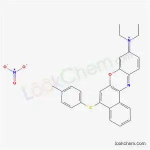 Molecular Structure of 83409-39-6 (N-ethyl-N-{5-[(4-methylphenyl)sulfanyl]-9H-benzo[a]phenoxazin-9-ylidene}ethanaminium nitrate)