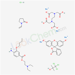 Glycine, N,N-1,2-ethanediylbis(N-(carboxymethyl)-, disodium salt, mixt. with 2-(diethylamino)ethyl 4-amino-3-butoxybenzoate monohydrochloride, 3,6-dihydroxyspiro(isobenzofuran-1(3H),9-(9H)xanthen)-3-o