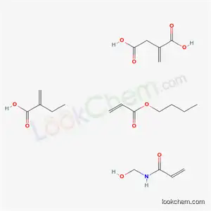 Molecular Structure of 51999-23-6 (Butanedioic acid, methylene-, polymer with butyl 2-propenoate, ethyl 2-propenoate and N-(hydroxymethyl)-2-propenamide)