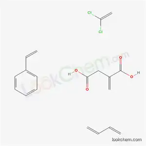 Molecular Structure of 56329-67-0 (Butanedioic acid, methylene-, polymer with 1,3-butadiene, 1,1-dichloroethene and ethenylbenzene)