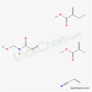 Molecular Structure of 57673-13-9 (2-Propenoic acid, 2-methyl-, methyl ester, polymer with ethyl 2-propenoate, N-(hydroxymethyl)-2-propenamide and 2-propenenitrile)