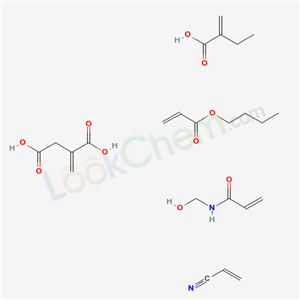 butyl prop-2-enoate; N-(hydroxymethyl)prop-2-enamide; 2-methylidenebutanedioic acid; 2-methylidenebutanoic acid; prop-2-enenitrile