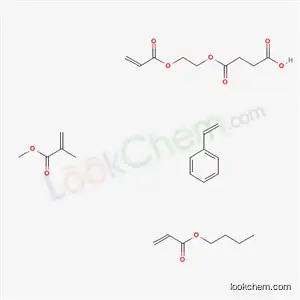 Molecular Structure of 103885-38-7 (Butanedioic acid, mono[2-[(1-oxo-2-propenyl)oxy]ethyl] ester, polymer with butyl 2-propenoate, ethenylbenzene and methyl 2-methyl-2-propenoate)