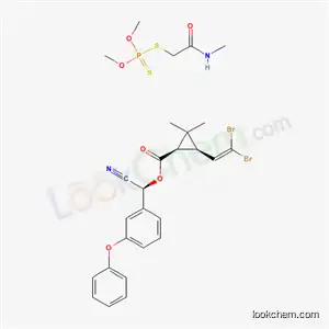 Molecular Structure of 107471-24-9 ((S)-cyano(3-phenoxyphenyl)methyl (1R,3R)-3-(2,2-dibromoethenyl)-2,2-dimethylcyclopropanecarboxylate - O,O-dimethyl S-[2-(methylamino)-2-oxoethyl] phosphorodithioate (1:1))