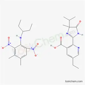 Molecular Structure of 114655-67-3 (5-ethyl-2-[4-methyl-5-oxo-4-(propan-2-yl)-4,5-dihydro-1H-imidazol-2-yl]pyridine-3-carboxylic acid - 3,4-dimethyl-2,6-dinitro-N-(pentan-3-yl)aniline (1:1))