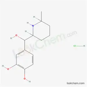 Molecular Structure of 34269-89-1 (4-[hydroxy(6-methylpiperidin-2-yl)methyl]benzene-1,2-diol hydrochloride (1:1))
