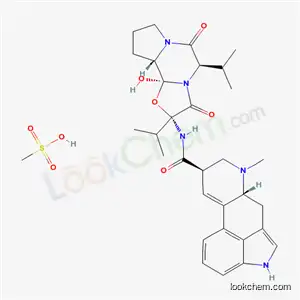 Molecular Structure of 2207-69-4 (12'-hydroxy-2',5'alpha-diisopropylergotaman-3',6',18-trione methanesulphonate)
