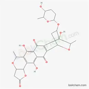 Molecular Structure of 19879-03-9 (6,8,13-trihydroxy-9-[(5-hydroxy-6-methyltetrahydro-2H-pyran-2-yl)oxy]-5,15-dimethyl-3,3a,5,8,9,10,11,13b-octahydro-2H-11,8-(epoxymethano)furo[3,2-c]naphtho[2,3-g]isochromene-2,7,12-trione)