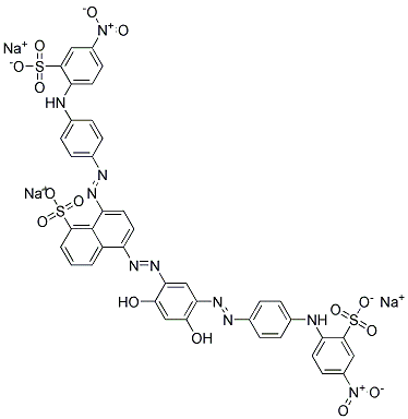 Naphthalenesulfonic acid, 5-((2,4-dihydroxy-5-((4-((4-nitro-2-sulfophenyl)amino)phenyl)azo)phenyl)azo)-8-((4-((4-nitro-2-sulfophenyl)amino)phenyl)azo)-, trisodium salt