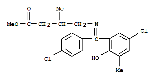 Molecular Structure of 104775-08-8 (Butanoic acid,4-[[(5-chloro-2-hydroxy-3-methylphenyl)(4-chlorophenyl)methylene]amino]-3-methyl-,methyl ester)