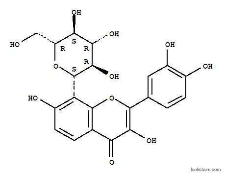 Molecular Structure of 108335-27-9 ((1S)-1,5-anhydro-1-[2-(3,4-dihydroxyphenyl)-3,7-dihydroxy-4-oxo-4H-chromen-8-yl]-D-glucitol)