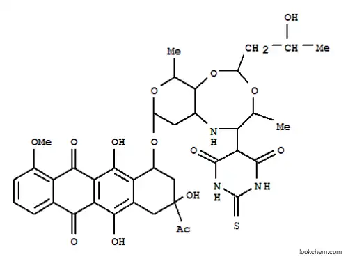 Molecular Structure of 113170-20-0 (5,12-Naphthacenedione,8-acetyl-10-[[5-(hexahydro-4,6-dioxo-2-thioxo-5-pyrimidinyl)octahydro-2-(2-hydroxypropyl)-4,10-dimethylpyrano[3,4-d]-1,3,6-dioxazocin-8-yl]oxy]-7,8,9,10-tetrahydro-6,8,11-trihydroxy-1-methoxy-(9CI))