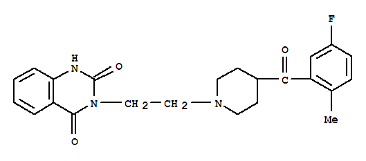 Molecular Structure of 114088-54-9 (2,4(1H,3H)-Quinazolinedione,3-[2-[4-(5-fluoro-2-methylbenzoyl)-1-piperidinyl]ethyl]-)