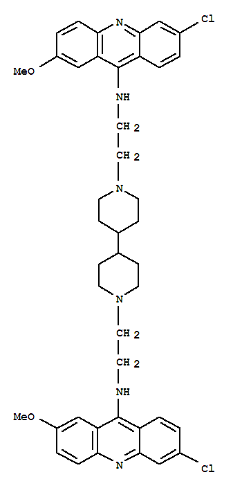 Molecular Structure of 119643-87-7 ([4,4'-Bipiperidine]-1,1'-diethanamine,N,N'-bis(6-chloro-2-methoxy-9-acridinyl)- (9CI))