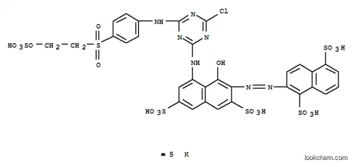 Molecular Structure of 125830-50-4 (1,5-Naphthalenedisulfonicacid,2-[2-[8-[[4-chloro-6-[[4-[[2-(sulfooxy)ethyl]sulfonyl]phenyl]amino]-1,3,5-triazin-2-yl]amino]-1-hydroxy-3,6-disulfo-2-naphthalenyl]diazenyl]-,potassium salt (1:5))