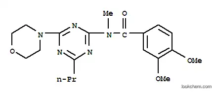 Molecular Structure of 127375-06-8 (3,4-dimethoxy-N-methyl-N-(4-morpholin-4-yl-6-propyl-1,3,5-triazin-2-yl)benzamide)