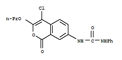 Molecular Structure of 140653-02-7 (Urea,N-(4-chloro-1-oxo-3-propoxy-1H-2-benzopyran-7-yl)-N'-phenyl-)