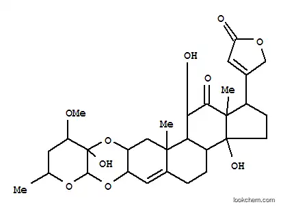 Molecular Structure of 145854-15-5 (Carda-4,20(22)-dienolide,11,14-dihydroxy-12-oxo-2,3-[[(2S,3S,4R,6R)-tetrahydro-3-hydroxy-4-methoxy-6-methyl-2H-pyran-3,2-diyl]bis(oxy)]-,(2a,3b,11a)- (9CI))