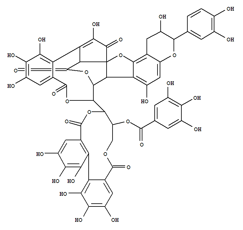 Molecular Structure of 147934-07-4 (Benzoic acid,3,4,5-trihydroxy-,7-[3-(3,4-dihydroxyphenyl)-2,3,6b,7,10,17-hexahydro-2,6,12,13,14,16-hexahydroxy-10,17,20-trioxo-8H-7,15,17a-(epoxyethanylylidene)-1H-pyrano[2',3':6,7]benzofuro[3,2-e][2]benzoxacycloundecin-8-yl]-5,8,9,11-tetrahydro-1,2,3,13,14,15-hexahydroxy-5,11-dioxo-7H-dibenzo[g,i][1,5]dioxacycloundecin-8-ylester (9CI))