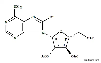 Molecular Structure of 15830-53-2 (Adenine, 9-b-D-arabinofuranosyl-8-bromo-,2',3',5'-triacetate (8CI))