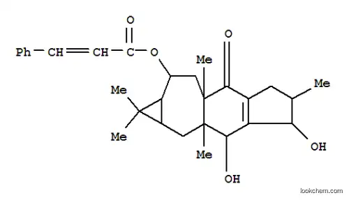 Molecular Structure of 164991-84-8 (2-Propenoic acid,3-phenyl-,(1aR,2R,2aR,5S,6S,7S,7aR,9aS)-1a,2,2a,3,4,5,6,7,7a,8,9,9a-dodecahydro-6,7-dihydroxy-1,1,2a,5,7a-pentamethyl-3-oxo-1H-cyclopropa[4,5]cyclohept[1,2-f]inden-2-ylester, (2E)- (9CI))