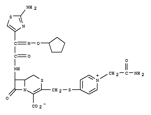 Molecular Structure of 168434-34-2 (Pyridinium,1-(2-amino-2-oxoethyl)-4-[[[7-[[(2-amino-4-thiazolyl)[(cyclopentyloxy)imino]acetyl]amino]-2-carboxy-8-oxo-4-thia-1-azabicyclo[4.2.0]oct-2-en-3-yl]methyl]thio]-,inner salt (9CI))