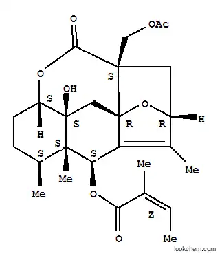 Molecular Structure of 190719-02-9 (2-Butenoic acid,2-methyl-,(1S,2S,4aS,6aS,8R,10aR,11aS,13S)-6a-[(acetyloxy)methyl]-2,3,4,4a,6,6a,7,8,11,11a-decahydro-11a-hydroxy-1,2,9-trimethyl-6-oxo-1H-8,10a-epoxy-1,10-methanodibenz[b,e]oxepin-13-ylester, (2E)- (9CI))