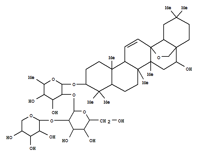 Molecular Structure of 100665-39-2 (b-D-Galactopyranoside, (3b,16a)-13,28-epoxy-16-hydroxyolean-11-en-3-yl O-b-D-xylopyranosyl-(1®2)-O-b-D-glucopyranosyl-(1®2)-6-deoxy-)