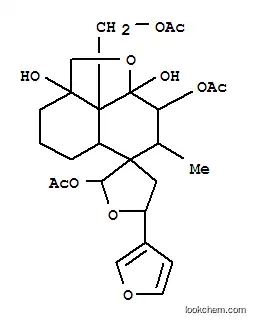 Molecular Structure of 101416-47-1 (Spiro[furan-3(2H),6'-[6H]naphtho[1,8-bc]furan]-2,2'a,8',8'a(2'H,3'H)-tetrol,8'b-[(acetyloxy)methyl]-5-(3-furanyl)octahydro-7'-methyl-, 2,8'-diacetate,(2S,2'aR,3S,5S,5'aR,7'S,8'S,8'aS,8'bS)- (9CI))