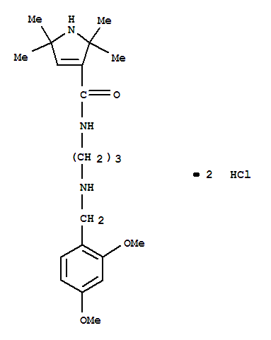 Molecular Structure of 102132-02-5 (1H-Pyrrole-3-carboxamide,N-[3-[[(2,4-dimethoxyphenyl)methyl]amino]propyl]-2,5-dihydro-2,2,5,5-tetramethyl-,hydrochloride (1:2))