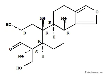 Molecular Structure of 111139-69-6 ((5α,9α,10β)-2α-Hydroxy-4β-(hydroxymethyl)-4,8β-dimethyl-18-nor-16-oxaandrosta-13(17),14-diene-3-one)