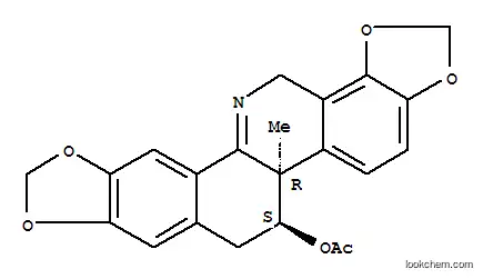 Molecular Structure of 113145-59-8 (1,3-Dioxolo[4,5-i][1,3]dioxolo[4,5]benzo[1,2-c]phenanthridin-6-ol,5b,6,7,14-tetrahydro-5b-methyl-, 6-acetate, (5bR,6S)-)