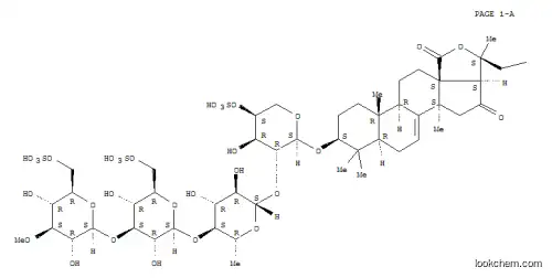 Molecular Structure of 125640-33-7 (Lanost-7-en-18-oicacid, 20-hydroxy-3-[(O-3-O-methyl-6-O-sulfo-b-D-glucopyranosyl-(1®3)-O-6-O-sulfo-b-D-glucopyranosyl-(1®4)-O-6-deoxy-b-D-glucopyranosyl-(1®2)-4-O-sulfo-b-D-xylopyranosyl)oxy]-16,23-dioxo-, g-lactone, (3b)- (9CI))