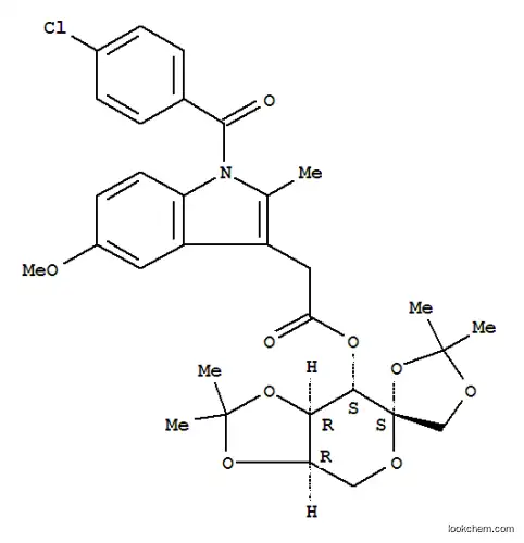Molecular Structure of 127083-29-8 (b-D-Fructopyranose,1,2:4,5-bis-O-(1-methylethylidene)-,1-(4-chlorobenzoyl)-5-methoxy-2-methyl-1H-indole-3-acetate (9CI))