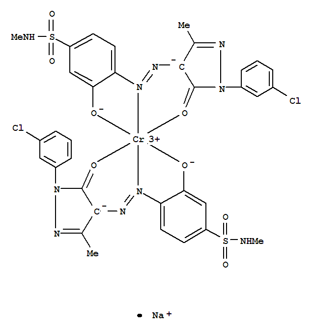 Chromate(1-),bis[4-[[1-(3-chlorophenyl)-4,5-dihydro-3-methyl-5-oxo-1H-pyrazol-4-yl]azo]-3-hydroxy-N-methylbenzenesulfonamidato(2-)]-,sodium (9CI)
