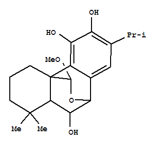 Molecular Structure of 136196-66-2 (2H-9,4a-(Epoxymethano)phenanthrene-5,6,10-triol,1,3,4,9,10,10a-hexahydro-12-methoxy-1,1-dimethyl-7-(1-methylethyl)- (9CI))