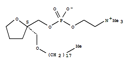 Molecular Structure of 140147-96-2 (Ethanaminium,2-[[hydroxy[[(2S)-tetrahydro-2-[(octadecyloxy)methyl]-2-furanyl]methoxy]phosphinyl]oxy]-N,N,N-trimethyl-,inner salt)