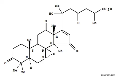 Molecular Structure of 142449-64-7 (Lanosta-9(11),16-dien-26-oicacid, 7,8-epoxy-20-hydroxy-3,12,15,23-tetraoxo-, (7a,8a,20x)- (9CI))