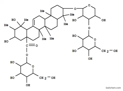 Molecular Structure of 146445-80-9 (Urs-12-en-28-oic acid,3-[(3-O-b-D-glucopyranosyl-a-L-arabinopyranosyl)oxy]-19,21-dihydroxy-,b-D-glucopyranosyl ester, (3b,21a)- (9CI))