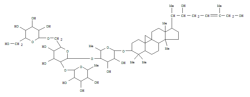 Molecular Structure of 146469-97-8 (b-D-Galactopyranoside, (3b,22S,24Z)-22,26-dihydroxy-9,19-cyclolanost-24-en-3-ylO-6-deoxy-a-L-mannopyranosyl-(1®2)-O-[b-D-glucopyranosyl-(1®6)]-O-b-D-glucopyranosyl-(1®4)-6-deoxy- (9CI))