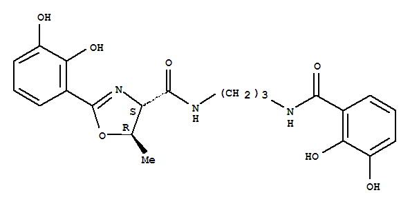 Molecular Structure of 155070-21-6 (4-Oxazolecarboxamide,N-[3-[(2,3-dihydroxybenzoyl)amino]propyl]-2-(2,3-dihydroxyphenyl)-4,5-dihydro-5-methyl-,(4S,5R)-)