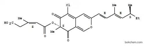 Molecular Structure of 157544-54-2 (2-Pentenedioic acid,3-methyl-,1-[(7S)-5-chloro-3-[(1E,3E,5S)-3,5-dimethyl-1,3-heptadien-1-yl]-7,8-dihydro-7-methyl-6,8-dioxo-6H-2-benzopyran-7-yl]ester, (2Z)-)