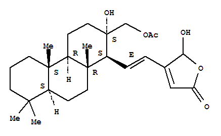 Molecular Structure of 158846-17-4 (2(5H)-Furanone,4-[(1E)-2-[(1S,2S,4aR,4bS,8aS,10aR)-2-[(acetyloxy)methyl]tetradecahydro-2-hydroxy-4b,8,8,10a-tetramethyl-1-phenanthrenyl]ethenyl]-5-hydroxy-)