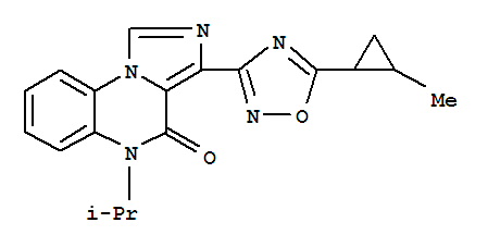 Molecular Structure of 161602-93-3 (Imidazo[1,5-a]quinoxalin-4(5H)-one,3-[5-(2-methylcyclopropyl)-1,2,4-oxadiazol-3-yl]-5-(1-methylethyl)-)