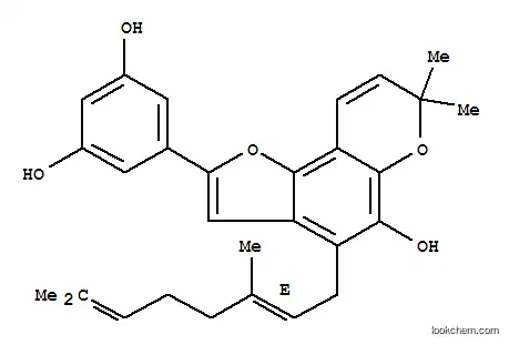 Molecular Structure of 164178-30-7 (1,3-Benzenediol,5-[4-[(2E)-3,7-dimethyl-2,6-octadien-1-yl]-5-hydroxy-7,7-dimethyl-7H-furo[2,3-f][1]benzopyran-2-yl]-)