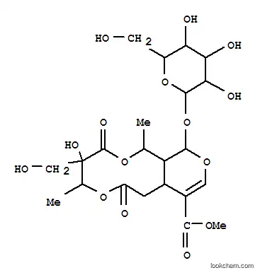 Molecular Structure of 165198-91-4 (1H,3H,7H-Pyrano[3,4-g][1,5]dioxecin-9-carboxylicacid, 12-(b-D-glucopyranosyloxy)-4,5,8,8a,12,12a-hexahydro-4-hydroxy-4-(hydroxymethyl)-1,5-dimethyl-3,7-dioxo-,methyl ester, (1S,4S,5S,8aS,12S,12aS)- (9CI))