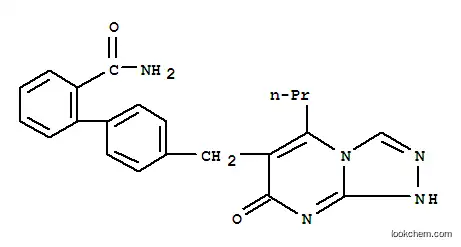 Molecular Structure of 168152-96-3 (4'-((1,7-Dihydro-7-oxo-5-propyl-1,2,4-triazolo(4,3-a)pyrimidin-6-yl)methyl)-(1,1'-biphenyl)-2-carboxamide)